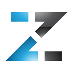 Blue and Black Glossy Dotted Line Shaped Letter Z Icon