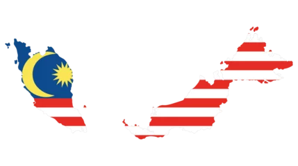 Foto op Canvas Map of Malaysia with Malaysian flag © Supatra