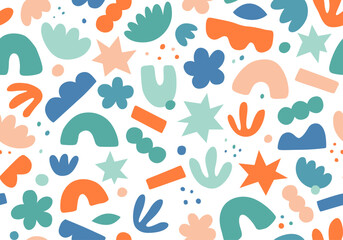 Seamless pattern with abstract shapes. Hand drawn vector background.