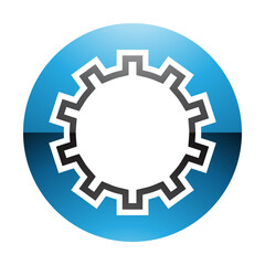 Blue and Black Glossy Letter O Icon with Castle Wall Pattern