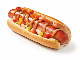 hot dog with mustard and ketchup