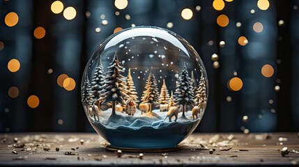 Fototapeta na wymiar Empty snow globe Christmas background. Christmas snow globe. Generative AI
