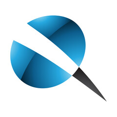 Blue and Black Glossy Screw Shaped Letter Q Icon