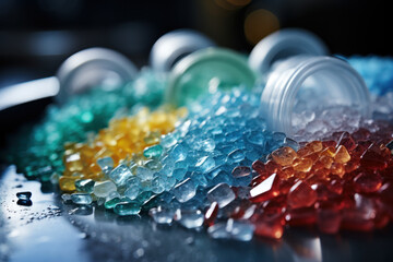 Obraz premium Researchers developing biodegradable plastics from renewable resources, reducing plastic pollution. Concept of environmental conservation and materials science. Generative Ai.