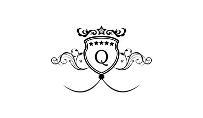 invitation card with rings logo Q