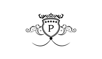 invitation card with rings logo P