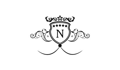 invitation card with rings logo N