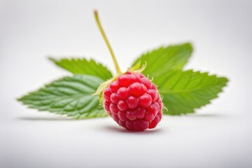a quality stock photograph of a single red raspberry isolated on a white background