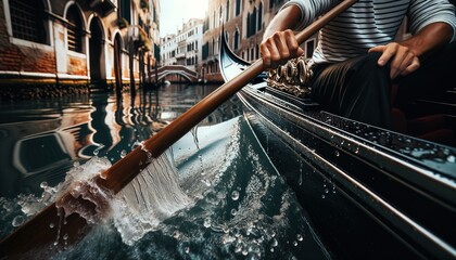 A gondolier shows passengers around Venice.