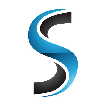 Blue and Black Glossy Twisted Shaped Letter S Icon