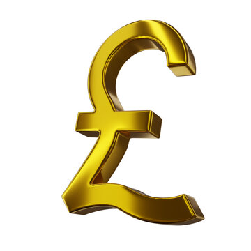Golden Currency Sign Pound 3D Render
