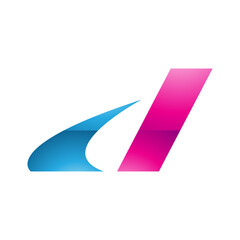 Blue and Magenta Glossy Italic Swooshy Letter D Icon