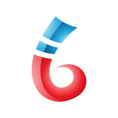 Blue and Red Curly Glossy Spike Shape Letter B Icon