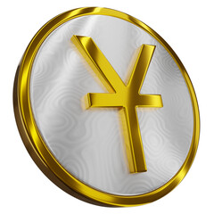 Gold Coin currency Yuan 3D render