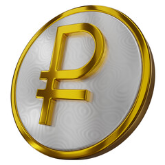 Gold Coin of the Ruble currency 3D render