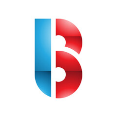 Blue and Red Round Glossy Disk Shaped Letter B Icon