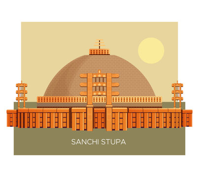 Sanchi Stupa  -  Buddhist Complex  -  Icon Illustration