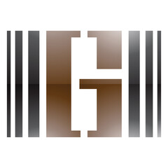 Brown and Black Glossy Letter G Icon with Vertical Stripes