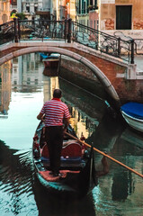 Fototapeta na wymiar Panoramic view of Venice city canals. Italy
