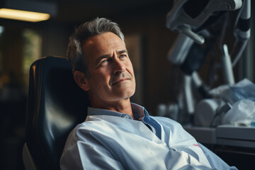 A dentist wearing a mask and gloves, providing dental care to patients. Concept of oral healthcare. Generative Ai.