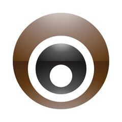 Brown and Black Glossy Letter O Icon with Nested Circles