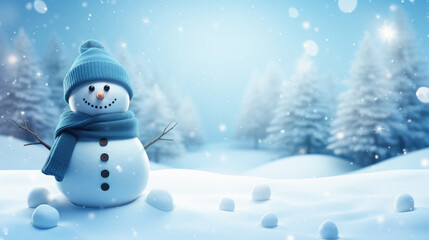 Snowman with hat and scarf.