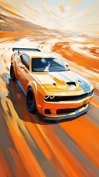 View of car running at high speed in the city wallpaper