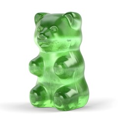 Green gummy bear isolated on white background