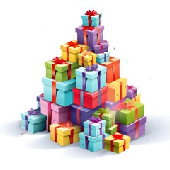 a huge mountain of New Year's gifts