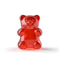 Red gummy bear isolated on white background