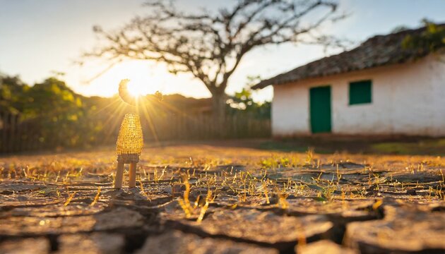 Paisagem &aacute;rida do Sert&atilde;o, casinha simples de pau a pique 