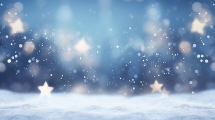 Fototapeta na wymiar Christmas winter wallpaper featuring snowflakes and bokeh effects