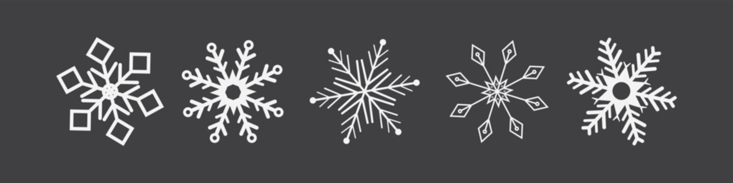 Set of snowflake icons . Vector Christmas and New Year decoration elements.