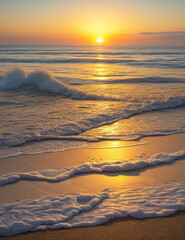 A serene beach at sunrise