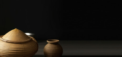 January 14-17, Pongal - harvest festival in India, Clay pot (kalash) with rice, background, place for text - obrazy, fototapety, plakaty