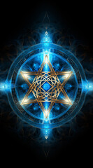 star of david with blue background, in the style of baroque energy