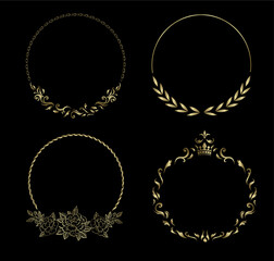 Decorative gold frames. Vector illustration.