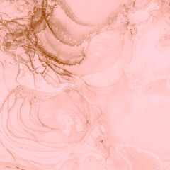 Fototapeta premium Alcohol Ink Print. Painting Effect. Rose Marble