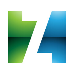 Green and Blue Glossy Rectangle Shaped Letter Z Icon