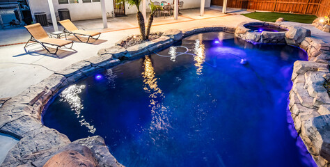close up pool at night