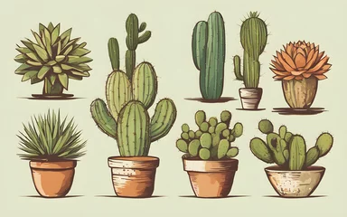 Papier Peint photo autocollant Cactus en pot Modern design vector illustrations of cactuses
