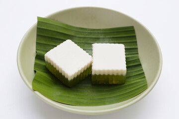 Pandan and coconut jelly. Thai Desserts.