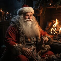 Obraz premium Festive Celebration: Cheerful Santa Claus Spreads Holiday Joy Indoors