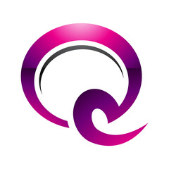 Obraz premium Magenta and Black Glossy Hook Shaped Letter Q Icon