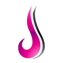 Magenta and Black Glossy Hook Shaped Letter J Icon