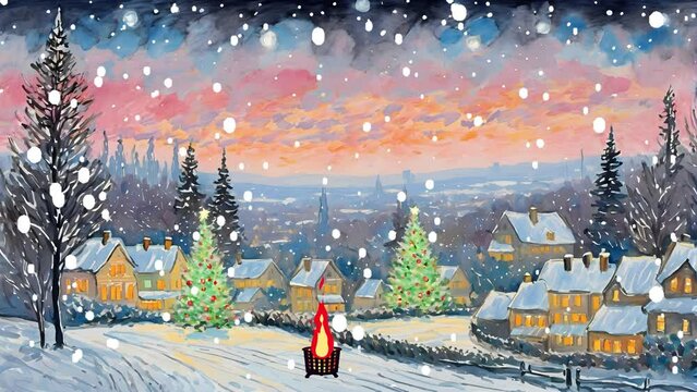 Christmas Village Snowfall Firepit