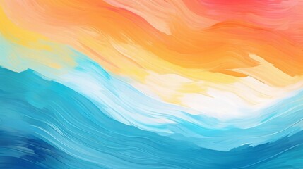 Fototapeta na wymiar Colorful Abstract Watercolor Waves: Artistic Brush Strokes Grunge Background. Bright Paint Mix, Stripes, Ocean Illustration Web Backdrop
