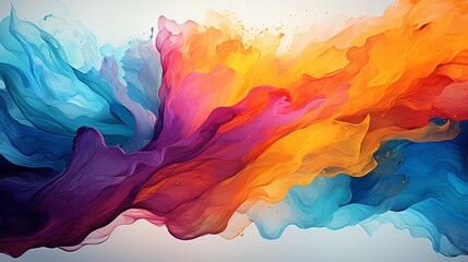 Fototapeta na wymiar Mesmerizing Abstract Watercolor Waves: Colorful Brush Strokes, Grunge Elements. Dynamic, Vibrant Background with Bright Waves, Stains, Blots, and Stripes. Perfect Ocean-Inspired Web Backdrop