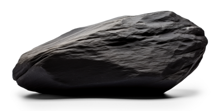 black heavy processed stone, png file of isolated cutout object on transparent background with shadow