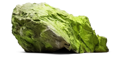 green heavy rock, png file of isolated cutout object on transparent background with shadow